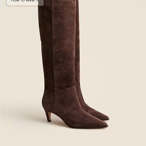 J. Crew Stevie Cocoa Berry Suede Heeled Knee-high Boots
